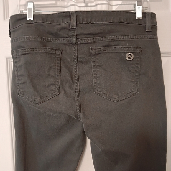 Michael Kors Izzy Dark Charcoal Mid-rise Skinny Denim Jeans Back Pocket Logo 8 - Picture 4 of 14